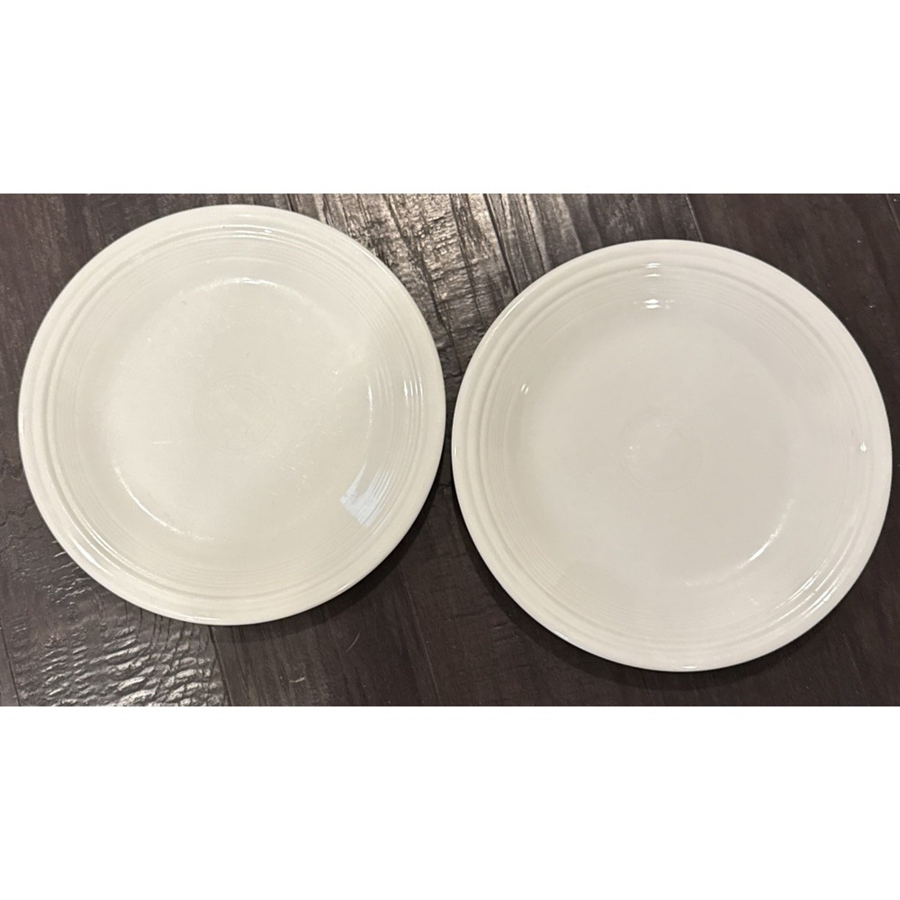 Fiestaware White Homer Laughlin Dinner Plates Fiesta 9" USA Set Of 2 Vintage
